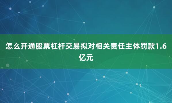 怎么开通股票杠杆交易拟对相关责任主体罚款1.6亿元