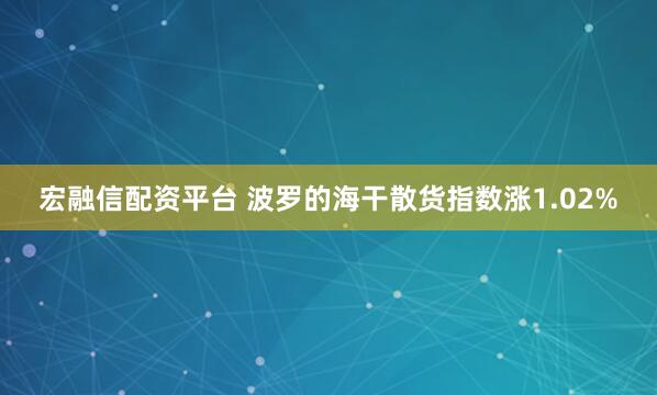 宏融信配资平台 波罗的海干散货指数涨1.02%